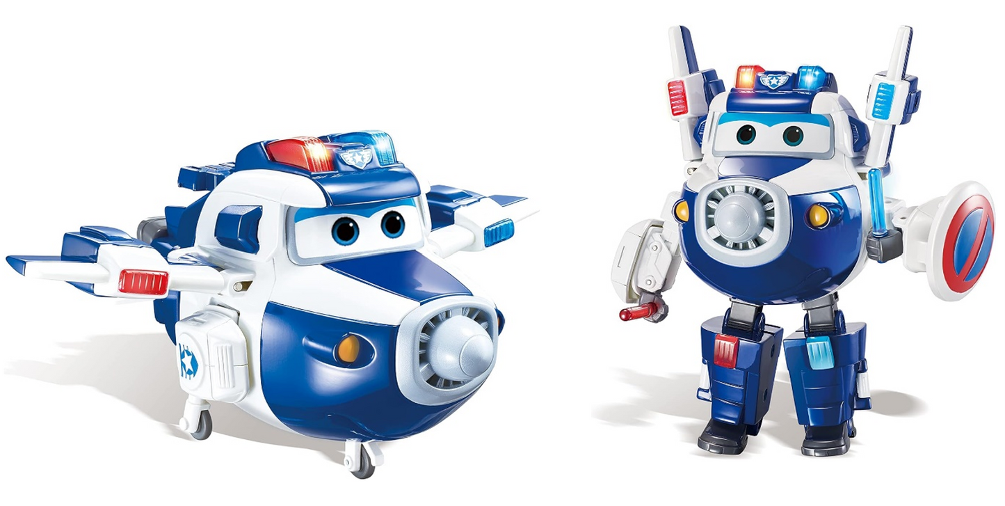 Super Wings - 6'' Deluxe Transforming Supercharged Paul Airplane Toys Action Figure | Plane to Robot | Toy Plane Ve