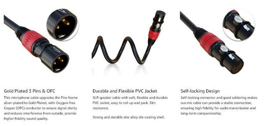 AuxLink XLR Cables, XLR Microphone Cable 25 ft , Gold-Plated 3-pin XLR Speaker Cable Male to Female Balanced Mic Cable