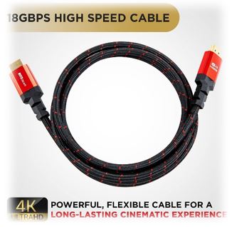 4K HDMI 2.0 Cable 50 ft. by RitzGear. 18 Gbps Ultra High Speed Braided Nylon Cord & Gold Connectors