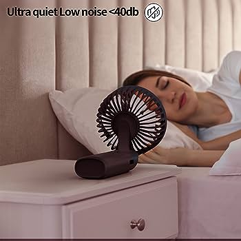 TUNISE Portable Handheld Fan, Portable Fan Rechargeable, 4000mAh, 180° Adjustable, 6 Speed Wind, Display Electricity in Real Time, USB Rechargeable Foldable Fan, Quiet Personal