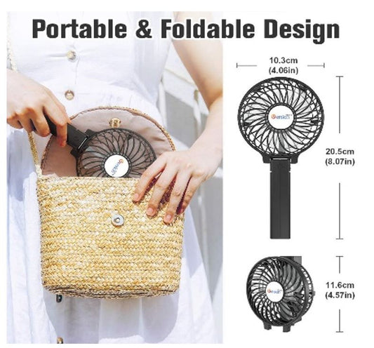 VersionTECH. Mini Handheld Fan, USB Desk Fan, Small Personal Portable Table Fan with USB Rechargeable Battery Operated Cooling Folding Electric Fan for Travel Office Room Household Black