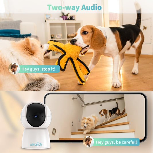 2k Indoor Security Camera Pan/Tilt, 360 Degree Pet Camera with Phone App, Night Vision,Smart Motion Detection Auto Tracking, 2-Way Audio Indoor Camera for Home/Baby/Elder/Pet