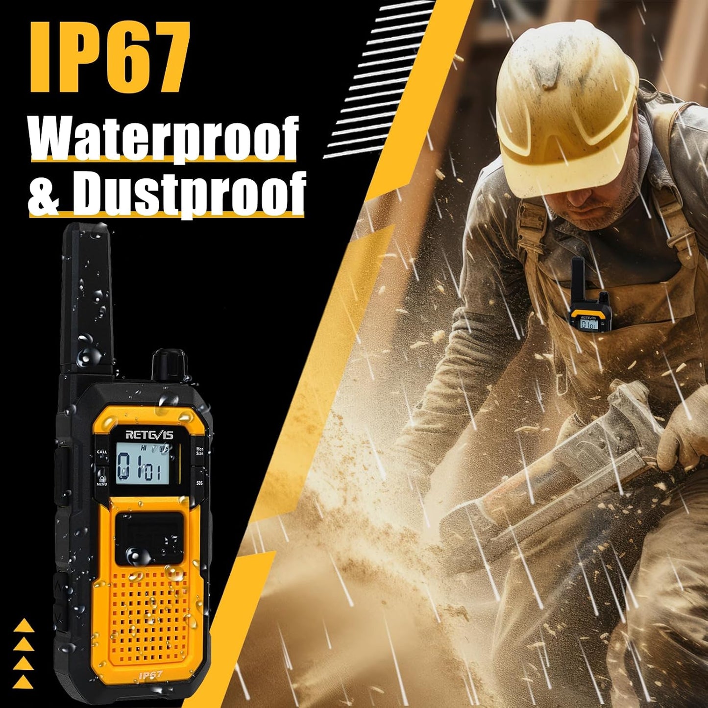 Retevis RB48 2 PACK Heavy Duty Walkie Talkies for Adults,Long Range Two Way Radios