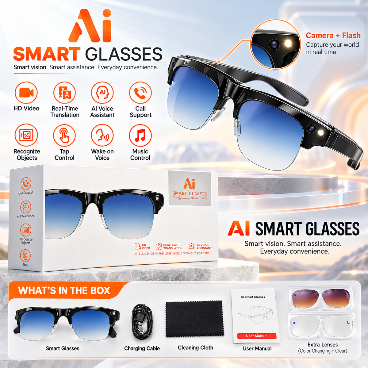 M96 Smart AI Music Video Glasses