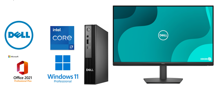 DELL PRO MICRO QCM1250 DESKTOP INTEL CORE I7-14700T 1.7GHZ 512GB SSD 8GB DDR5 WIFI 6E BLUETOOTH KEYBOARD & MOUSE