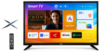 HD LED Smart X TV 32" DVB-T2, 1080P, 1920×1080, 16:9, Brightness 180-220cd/m², Android 14, 2GB RAM / 16GB Storage, USB/HDMI/RJ45/RF/AV/WiFi/Audio, Multi-language, AC 110-240V 50/60Hz 45W