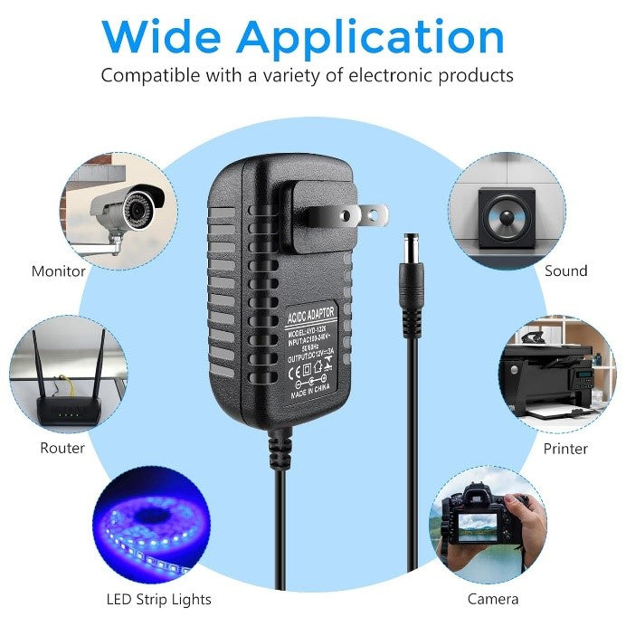 LightingWill 12V Power Supply, 36W Power Adapter,  to 12V 3A DC Power Supply, Wall Plug Transformer for Devices with 5.5/2.1mm DC Connector
