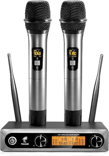 TONOR Wireless Microphones System, 2 * 15 Channel Dynamic Mics Silver*2
