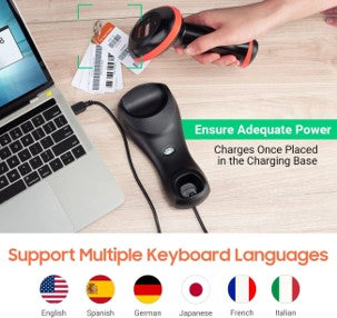 Tera Pro Series Wireless 1D 2D QR Barcode Scanner with Cradle Display Counting