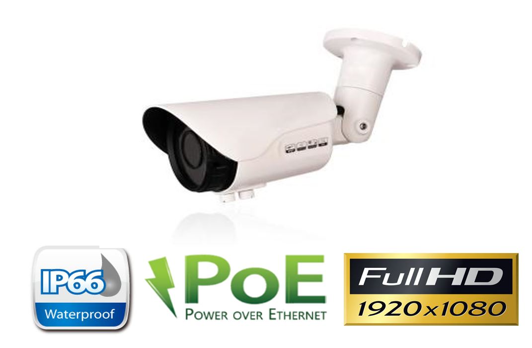 IP Cameras  Outdoor Bullet : Resolution:  > 2MPixel,  Color,  Day/Night  Vision, View Distance ‐ Up to 50m,  IP Rating:  IP66