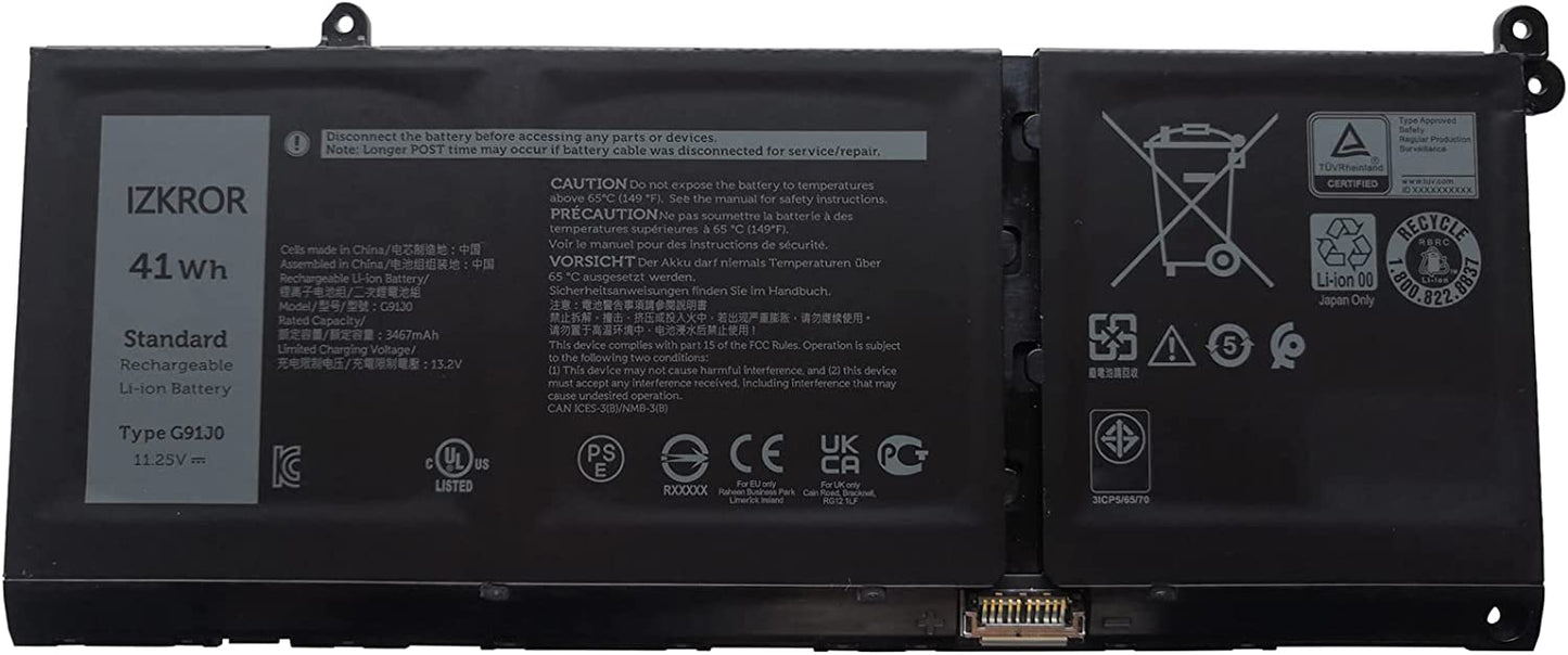 Specifications:Battery Type: Li-ion Voltage: 11.25V Capacity: 41WH 3cell Color: Black  GENUINE DELL LATITUDE 3320 3420 3520 15 3515 3511 BATTERY MGCM5 0MGCM5
