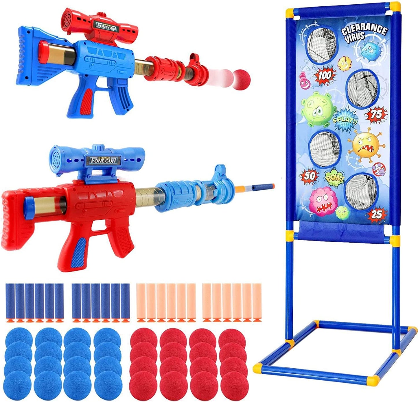 Kids Outdoor Toys for 5+ Year Old Boys: Shooting Game Toy With Target Set for Age 5 6 7 8-12 Boy Girls Gifts - 2 Pack Cool Party Games Foam Ball Popper Shooter Outside Toys Family Fun Ideas