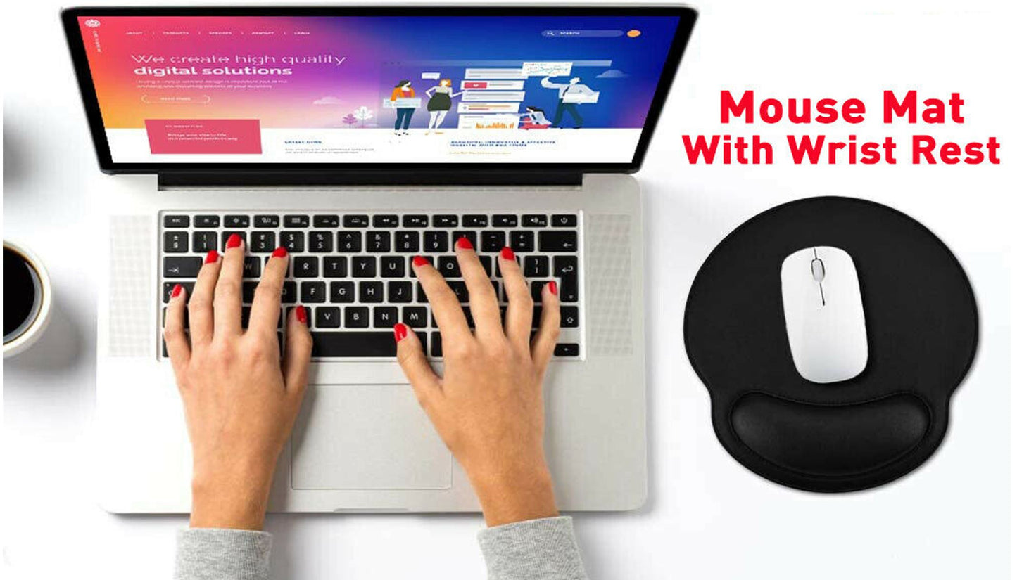 Mouse Pad With Wrist Rest Ergonomic Design Memory Foam Non-Slip Mouse Mat For PC