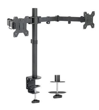 VIVO Dual Monitor Desk Mount, Heavy Duty Fully Adjustable Stand, Fits 2 LCD LED Screens up to 27 inches, Black, STAND-V002