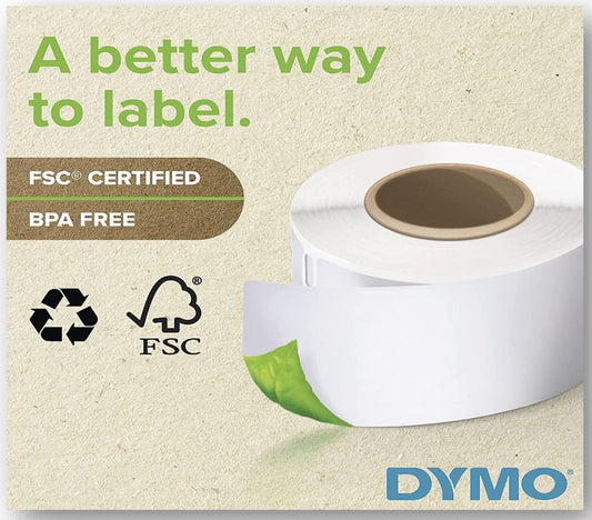 DYMO (30252) 1 Roll of 350 Lables Authentic Labels for LabelWriter Label Printers  White, 1 1/8" x 3 1/2"