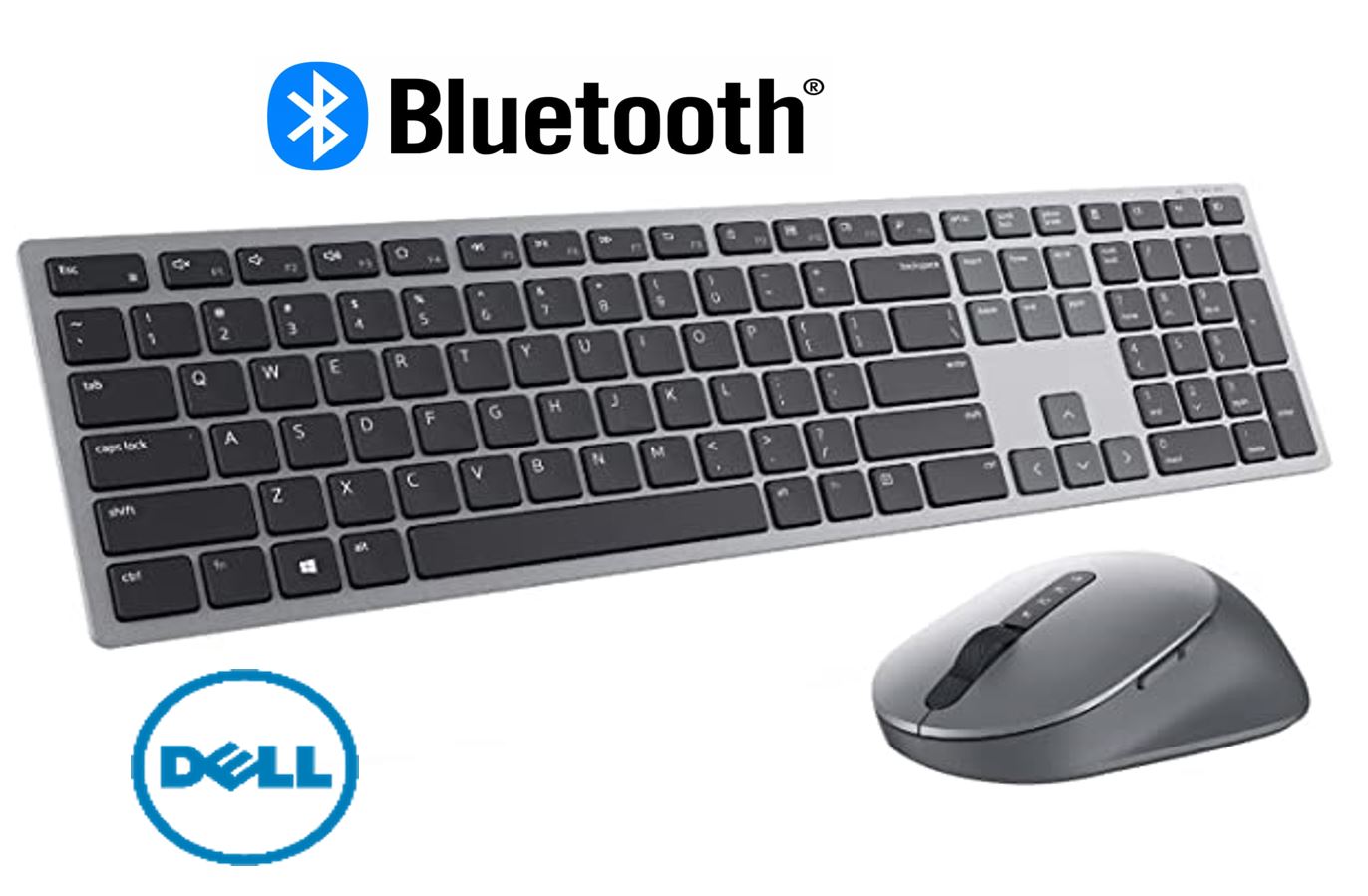 Dell KM7120W Draadloze Toetsenbord-muis Set – Bluetooth 5.0 En 2,4 GHz, Voor 3 Apparaten, Titanium Grijs (Italiaanse QWERTY)