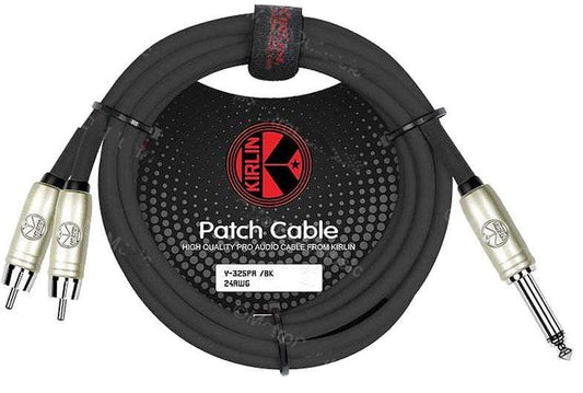 Kirlin Y-325PR-6FT/BK 24AWG 1/4" MONO PLUG-2xRCA PLUG