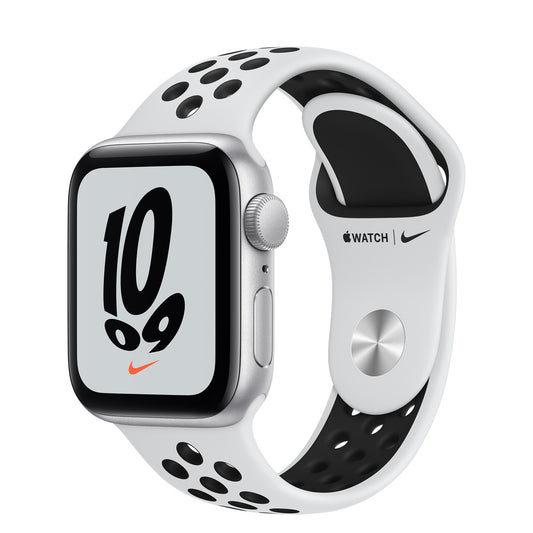 Apple Watch Nike SE GPS + Cellular, 40mm Silver Aluminium Case with Pure Platinum/Black Nike Sport Band -