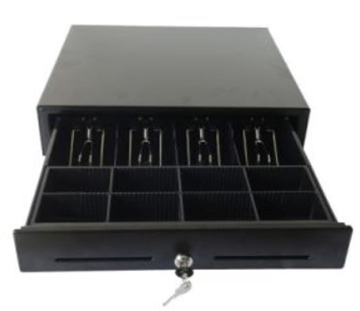 Maken CK-420 Cash Drawer 4 Note 8 Coin Black Front 24V