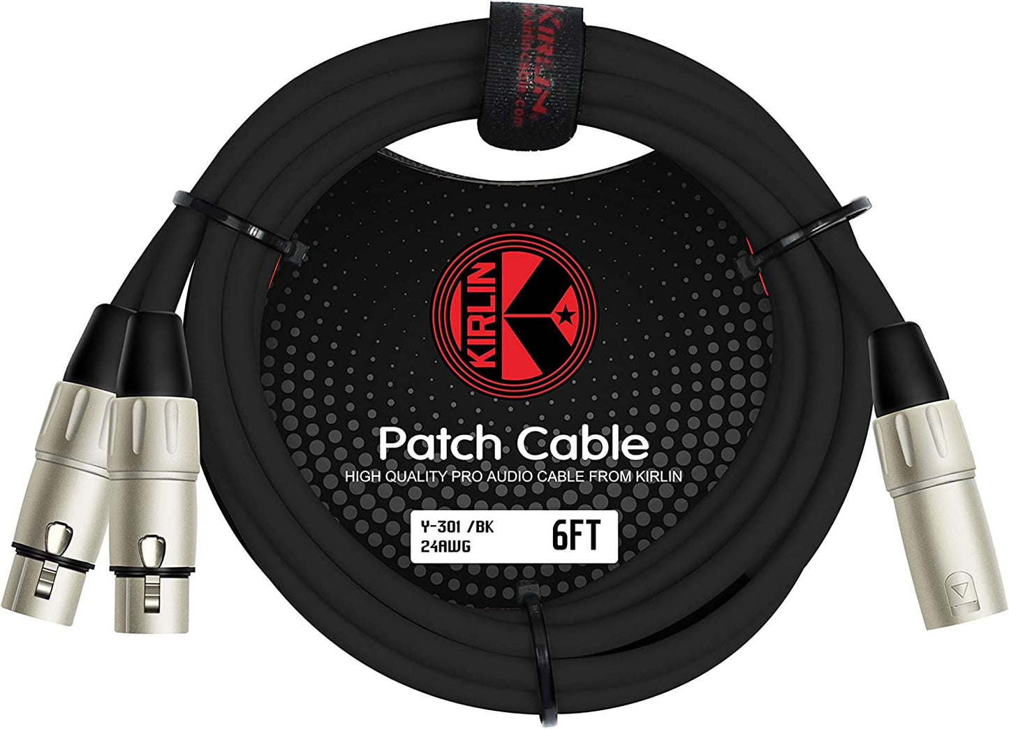 Kirlin Microphone 6FT Y-301/bk Patch Cable 2XLR female to XLR Male
