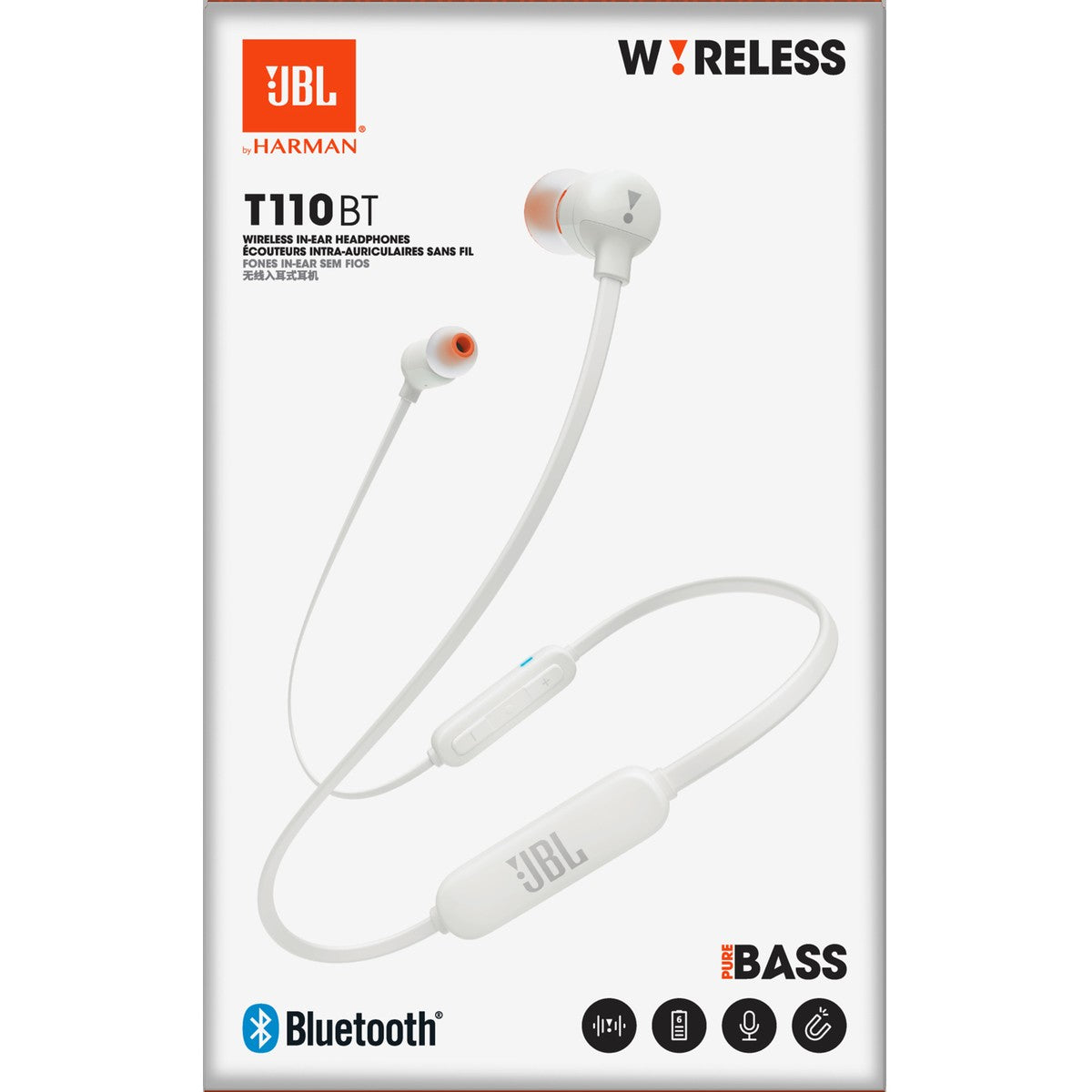 JBL T110 Bluetooth WIRELESS IN-EAR HEADPHONES - White