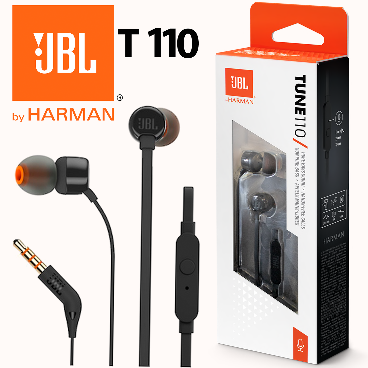 JBL T110 Bluetooth WIRELESS IN-EAR HEADPHONES - Black