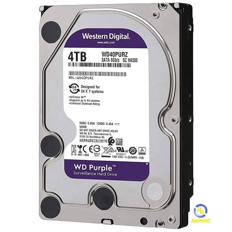 Western Digital 4TB Purple Surveillance Internal Hard Drive HDD