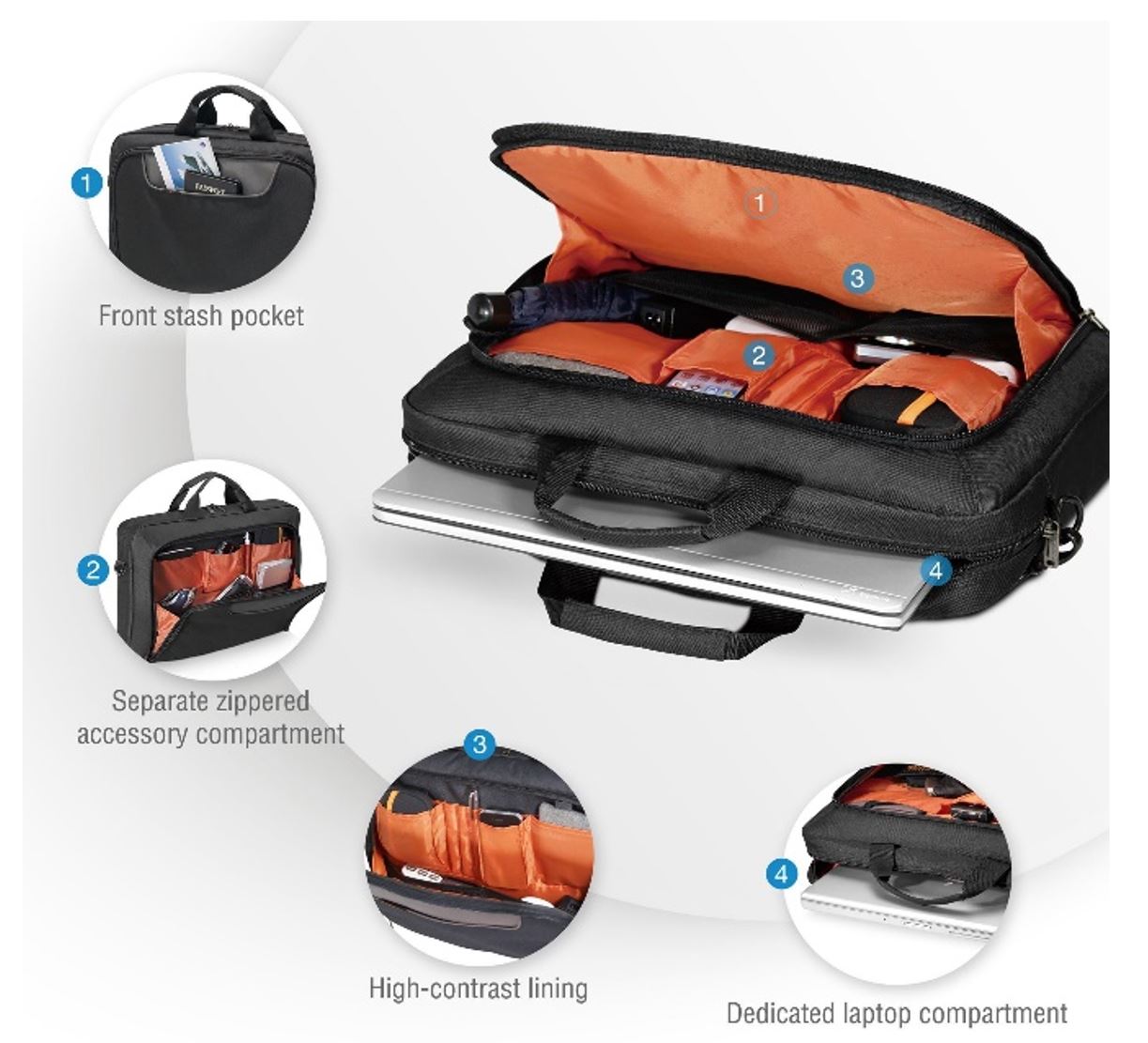 EVERKI Advance Briefcase 17.3', Separate Zippered Accessory Pocket,