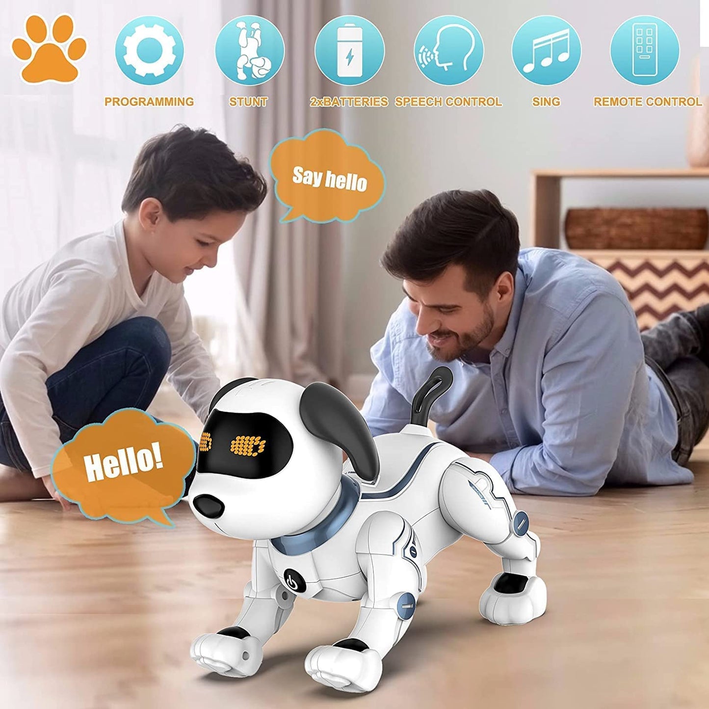Robot Dog Toy for Kids, OKK Remote Control Robot Toy Dog and Programmable Toy Robot, Smart Dancing Walking RC Robot Puppy, Interactive Voice Control Toys, Electronic Pets Gift for Kids Boys Girls