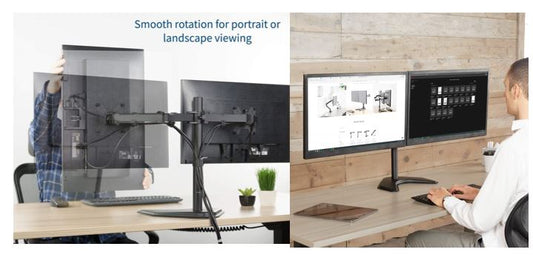 VIVO STAND-V002F Dual LED LCD Monitor Free-Standing Desk Stand for 2 Screens up to 27 Inch Heavy-Duty Fully Adjustable Arms with Max VESA 100x100mm