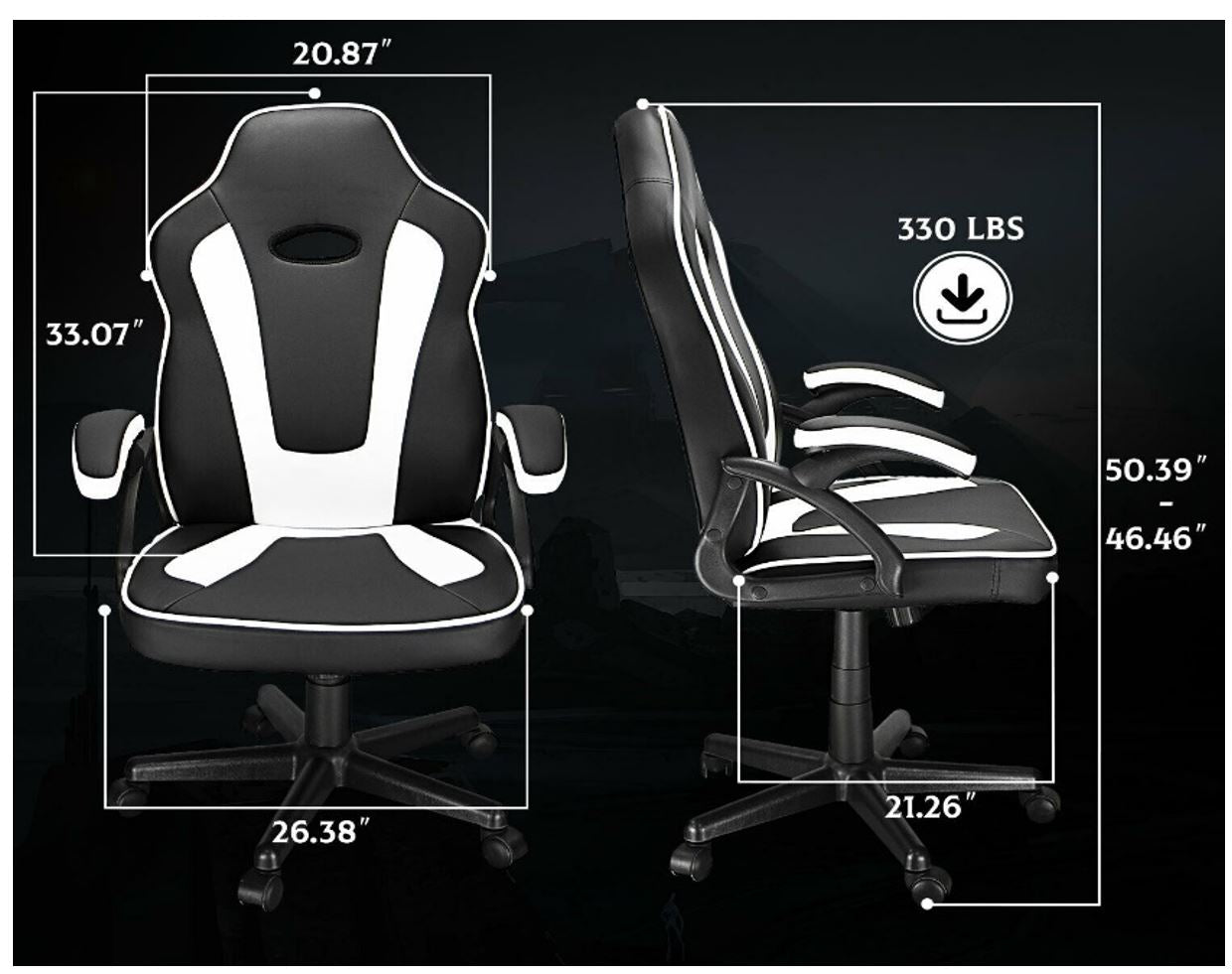Computer Gaming Chair Office Racing Style Recliner Seat Swivel High-back Chair  White