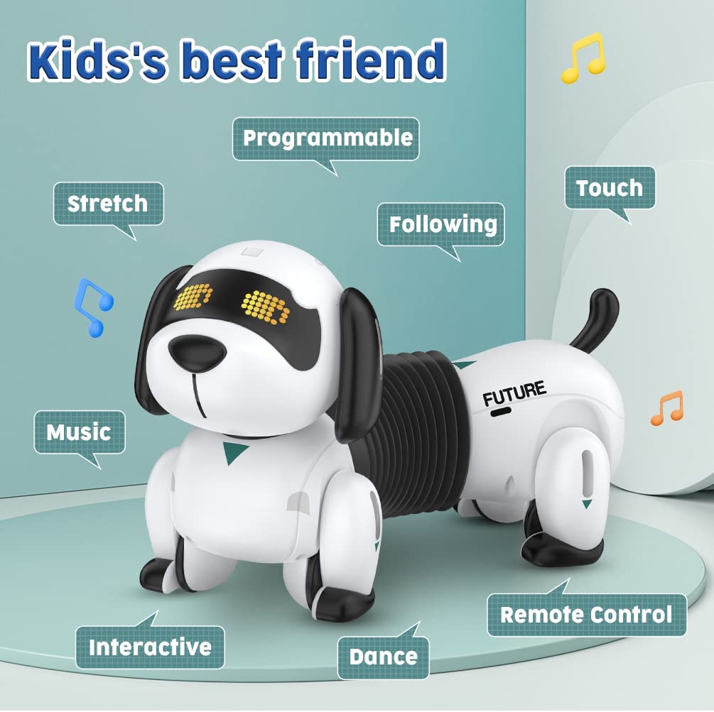 Kid Remote Control Electronic Dog - Robotic Pet Interactive Robot Animals Smart RC Puppy Programmable with Walking and Dancing Toy for Girls Boys