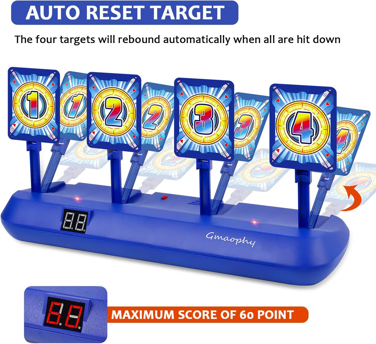 Digital Shooting Targets with Foam Dart Toy Shooting Blaster , 4 Targets Auto Reset Electronic Scoring Toys, Shooting Toys for Age of 5 6 7 8 9 10+ Years Old Kid Boys Girls