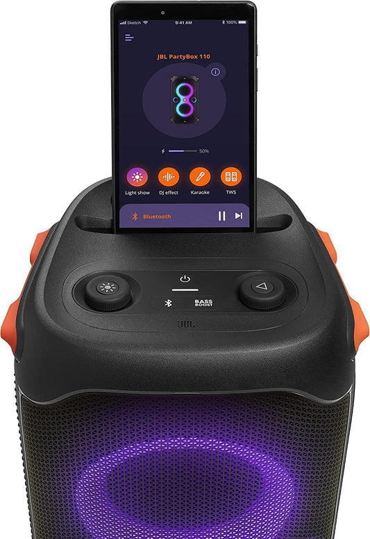 JBL PartyBox 110 - Portable Party Speaker with Built-in Lights, Powerful Sound and deep bass