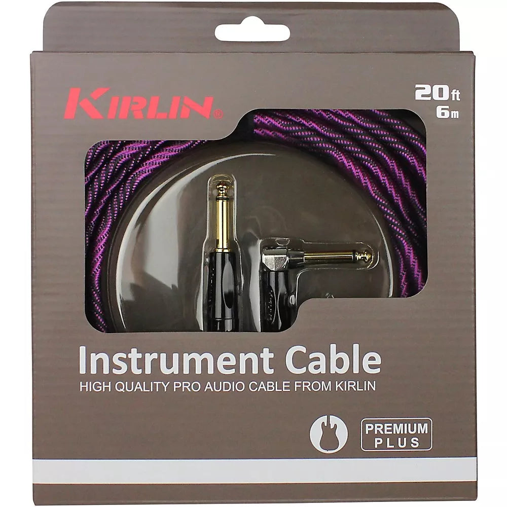 Kirlin Instrument Cable IWB-202BFGL-20FT/BR 20AWG 1/4" MONO PLUG-1/4"R ANGLE