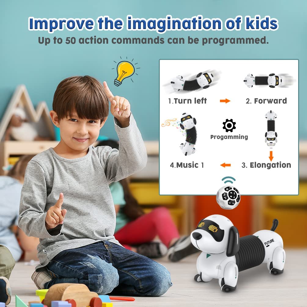 Kid Remote Control Electronic Dog - Robotic Pet Interactive Robot Animals Smart RC Puppy Programmable with Walking and Dancing Toy for Girls Boys