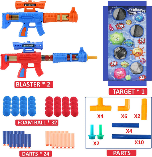 Kids Outdoor Toys for 5+ Year Old Boys: Shooting Game Toy With Target Set for Age 5 6 7 8-12 Boy Girls Gifts - 2 Pack Cool Party Games Foam Ball Popper Shooter Outside Toys Family Fun Ideas