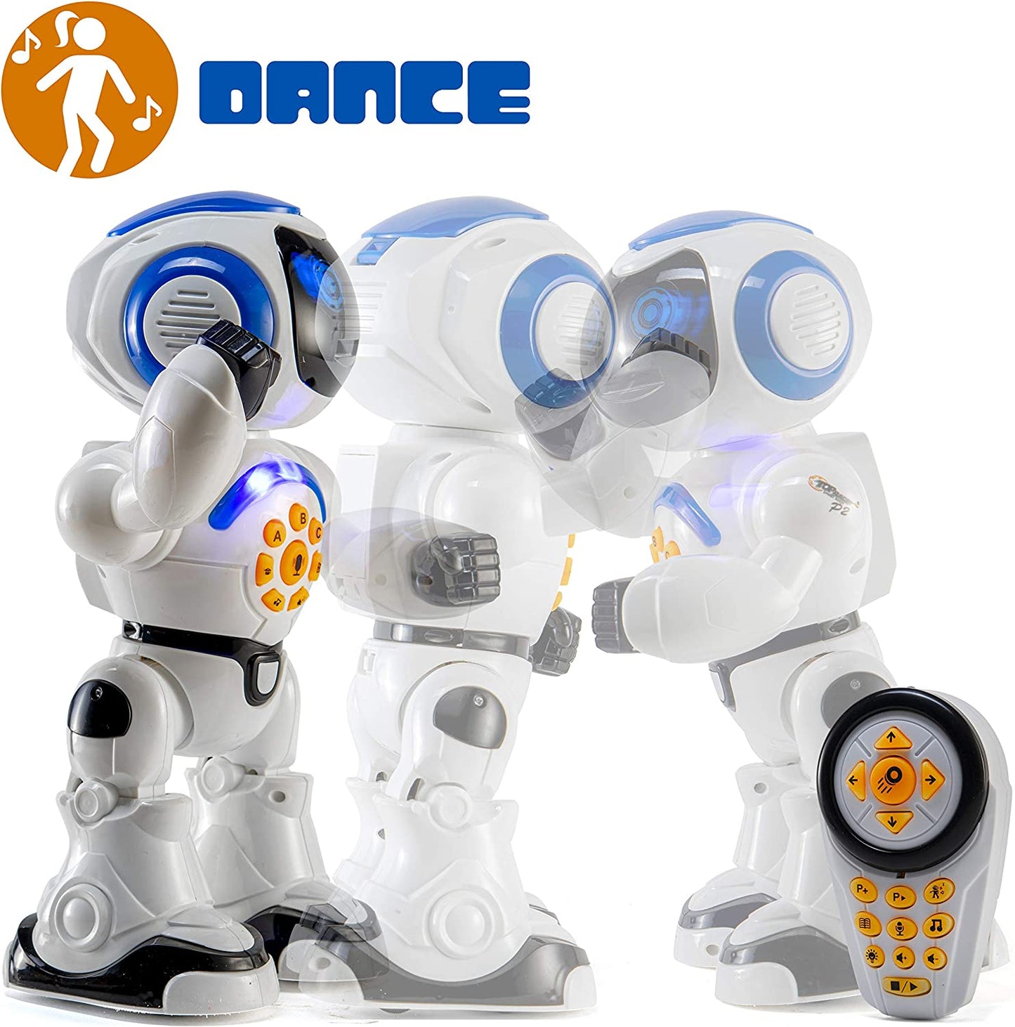 TOP RACE Remote Control RC Robot Toy Walking Talking Dancing Toy AI Robots for Kids, Sings, Reads Stories, Math Quiz, Shoots Discs, Voice Mimicking. Educational Toys for 3 4 5 6 7 8 9 Year Old Boys