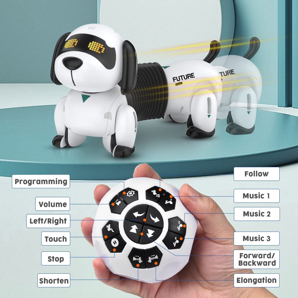 Kid Remote Control Electronic Dog - Robotic Pet Interactive Robot Animals Smart RC Puppy Programmable with Walking and Dancing Toy for Girls Boys