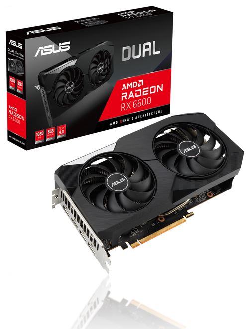 ASUS Dual AMD Radeon RX 6600 Graphics Card 8GB GDDR6 PCIE 4.0 Dual Fan 2.5 Slot