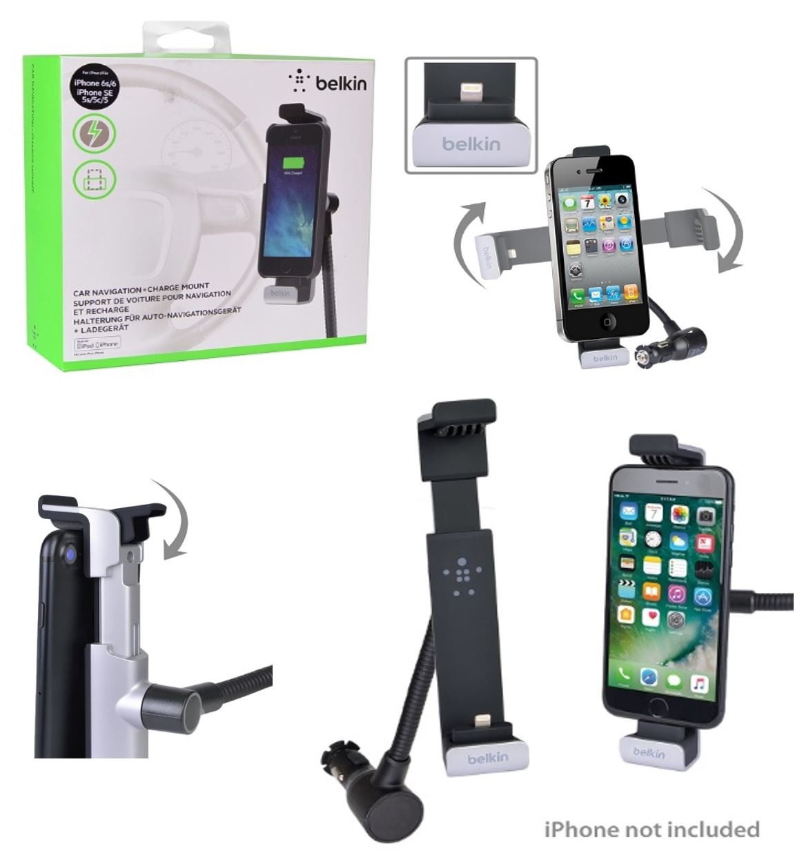 Belkin F8J132BTBLK Car Navigation + Charge Mount for iPhone iPod touch w Lightning Connector