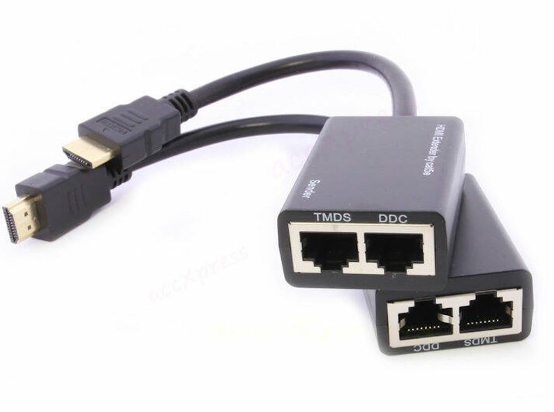 HDMI Over RJ45 CAT5e CAT6 UTP LAN Ethernet Extender Repeater  max 30 Meters