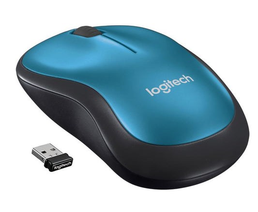 Logitech M185 Cordless Mouse BLUE BLACK : Scroll Wheel, Right/Left Buttons, Wireless USB Receiver 2.4GHz