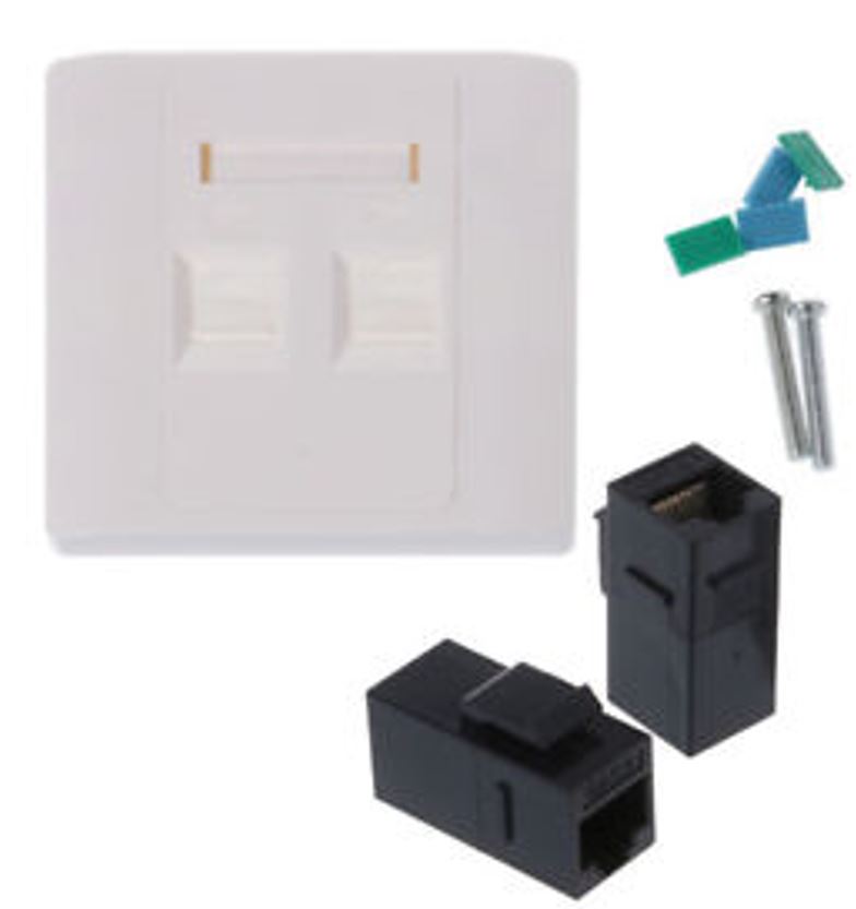 2 Ports RJ45 Network Wall Plate With Cat6 Keystone Female to Female Connector