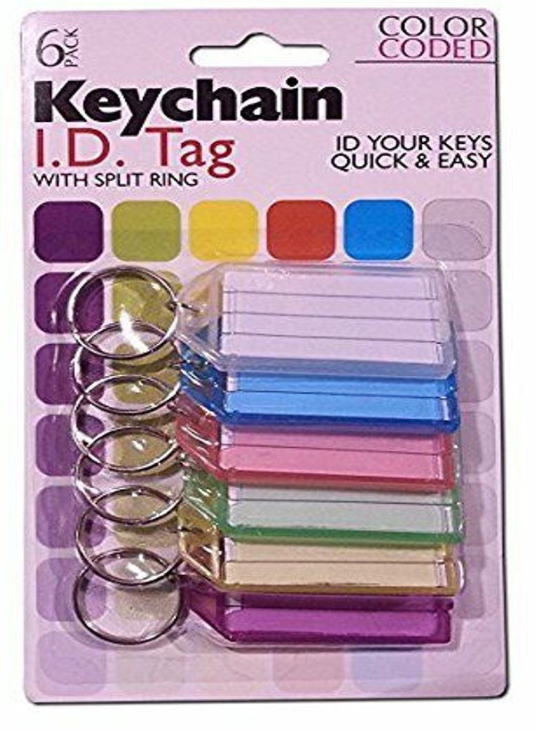 6 Pc Color Coded Key Chain ID Tags