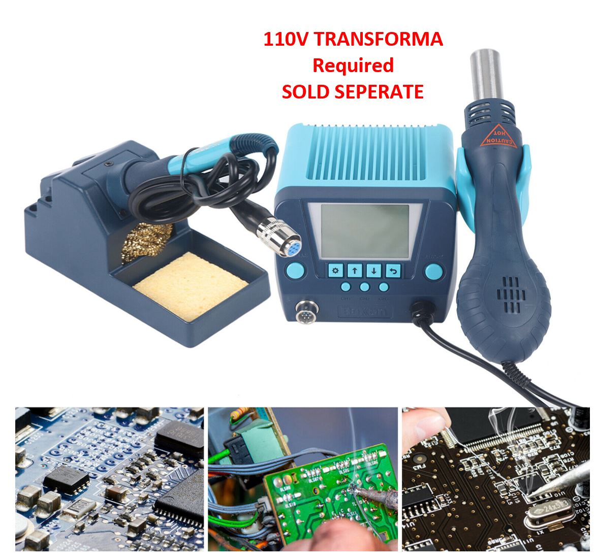 2in1 DC 110V Power Supply SMD Rework Station Soldering Hot Air Gun Welder