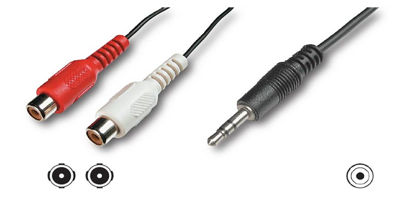 DIGITUS 2X RCA (F) TO 3.5MM (M) STEREO PLUG 2M  ( CA1828  )