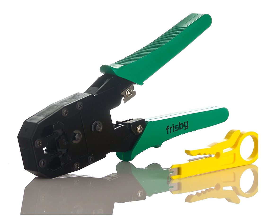 Frisby Crimping Tool & Wire Stripper for Network Installations RJ45 RJ11 RJ12