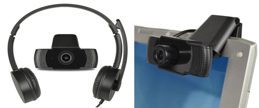 USB Online Meeting Kit - Full HD USB Webcam & Stereo Headphones w/Noise-Canceling Mic & Inline Controls