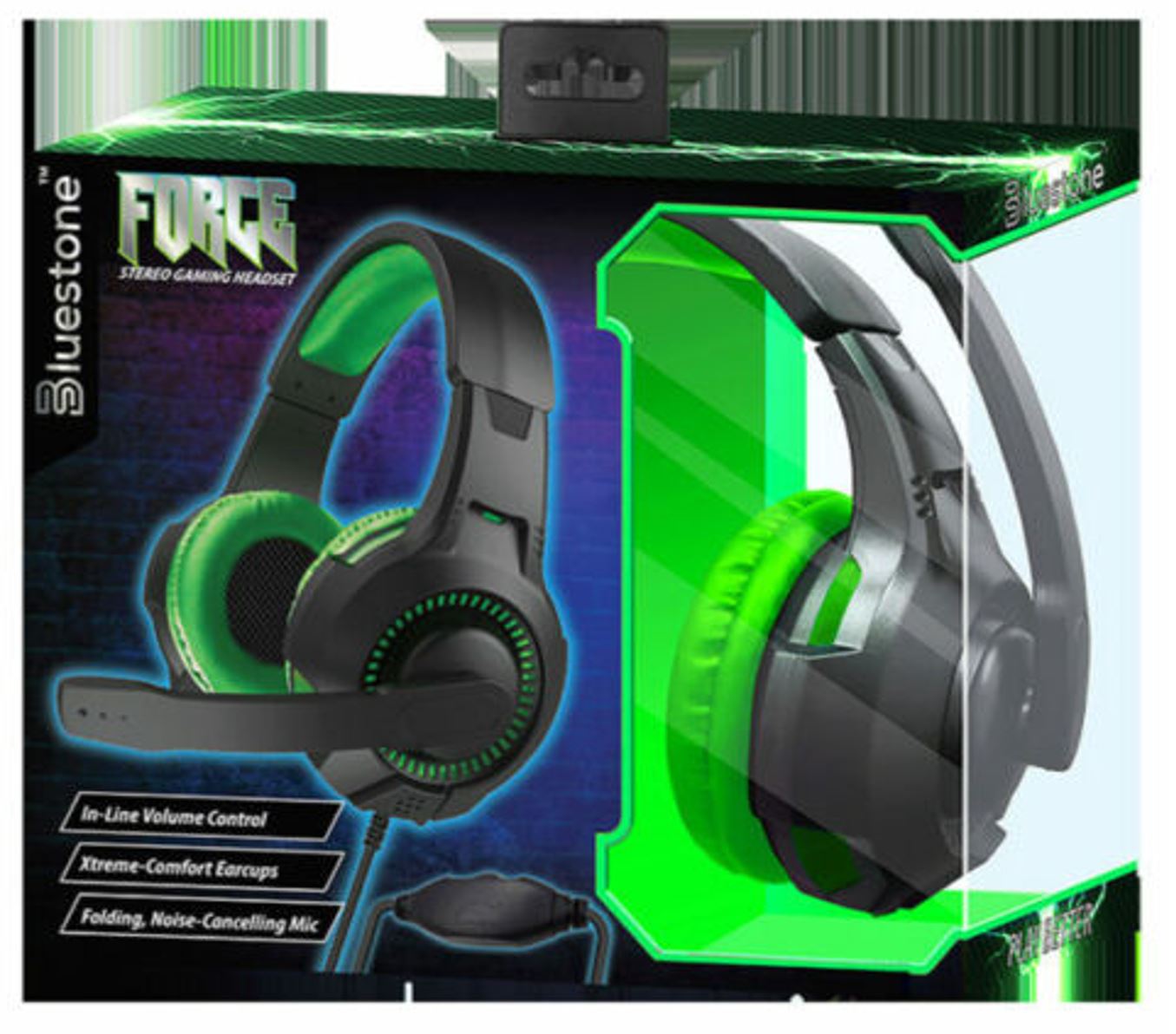 Force Stereo Gaming Headphones with Microphone in Black and Green